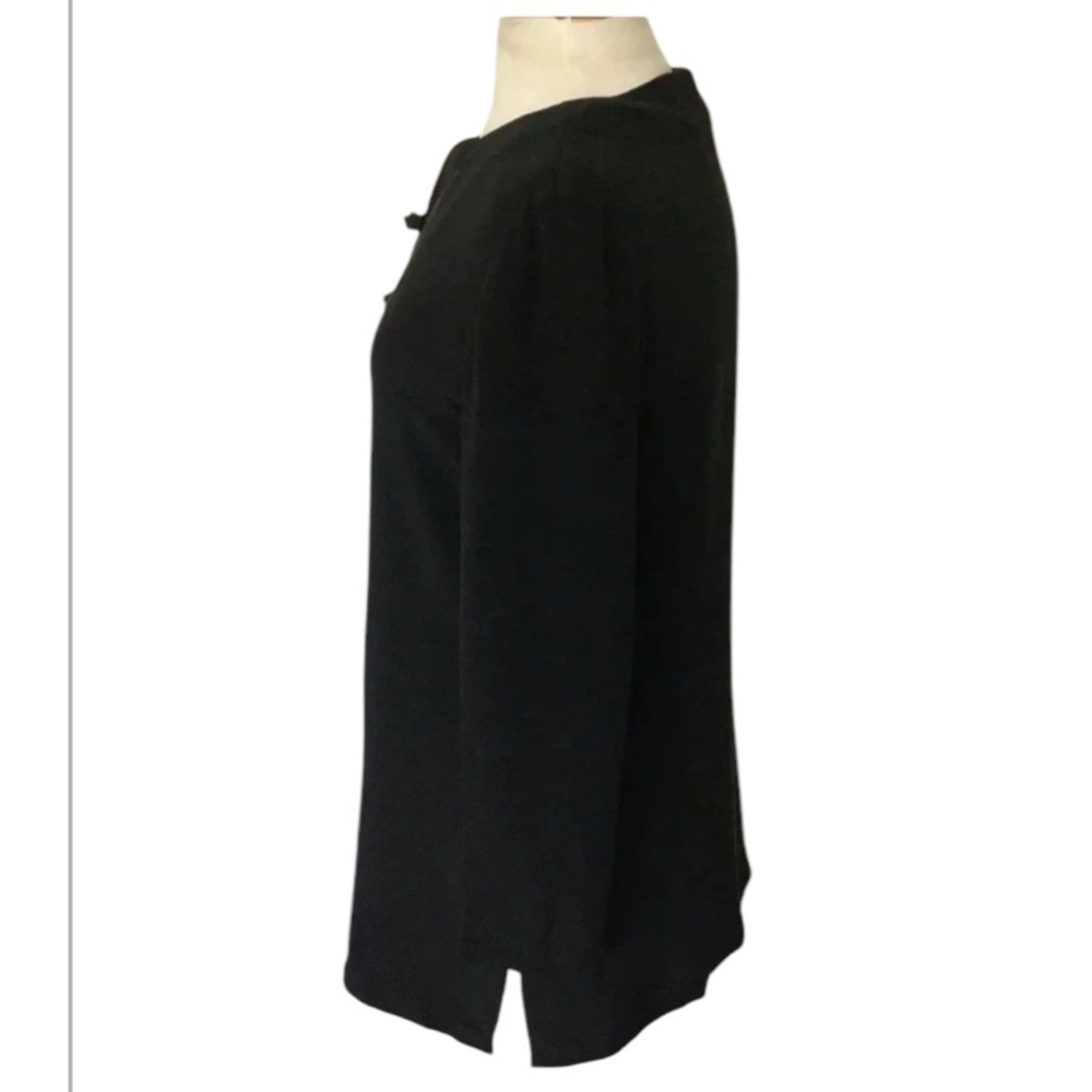 Neiman Marcus Imperial Silk tunic black Chinese knot button long sleeve 6 - Picture 3 of 8
